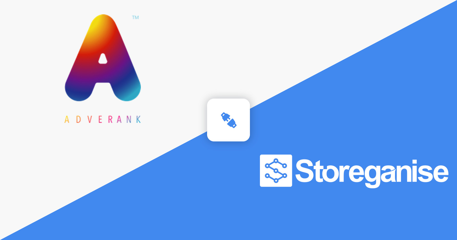 Visual demonstrating the new partnership between Storeganise and Adverank