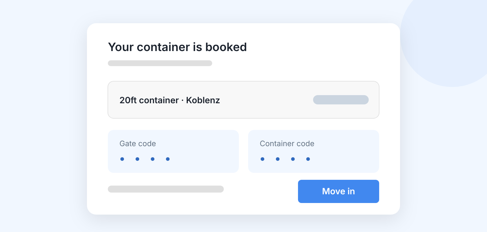 Storemax booking confirm UI